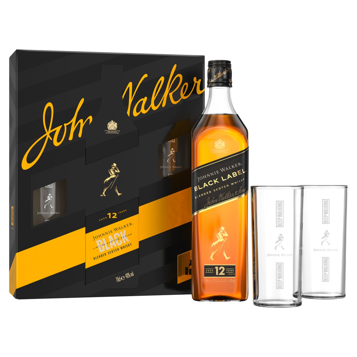 Johnnie Walker Black Label Blended Scotch Whisky 70cl GiftPack