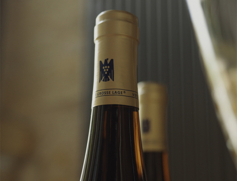 Two close up bottles of German wines