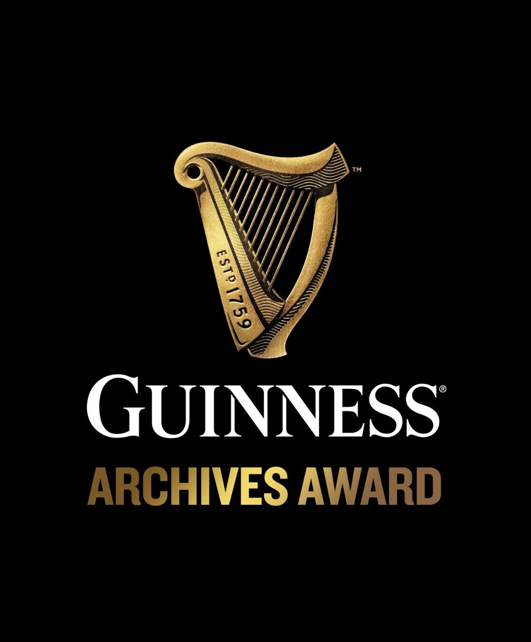 A Guinness logo on a black background with 'archives awards' written on it