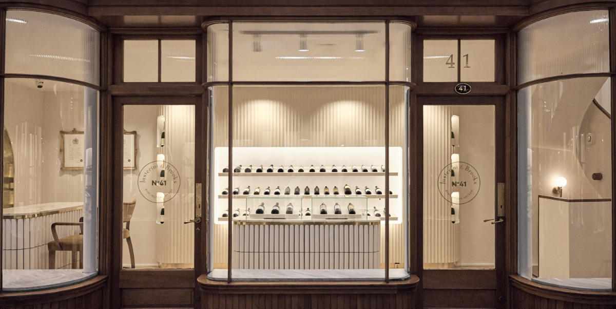 Justerinis and Brooks store front at Burlington arcade