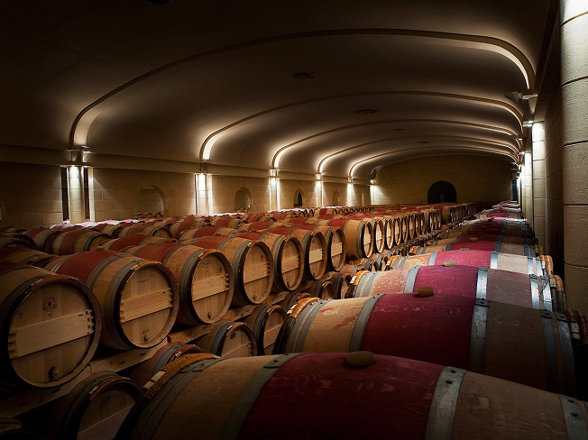 A room of wine barrells