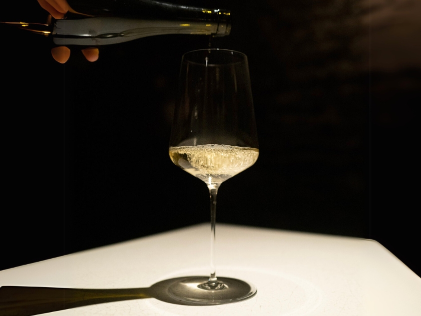 White Burgundy being poured into a glass