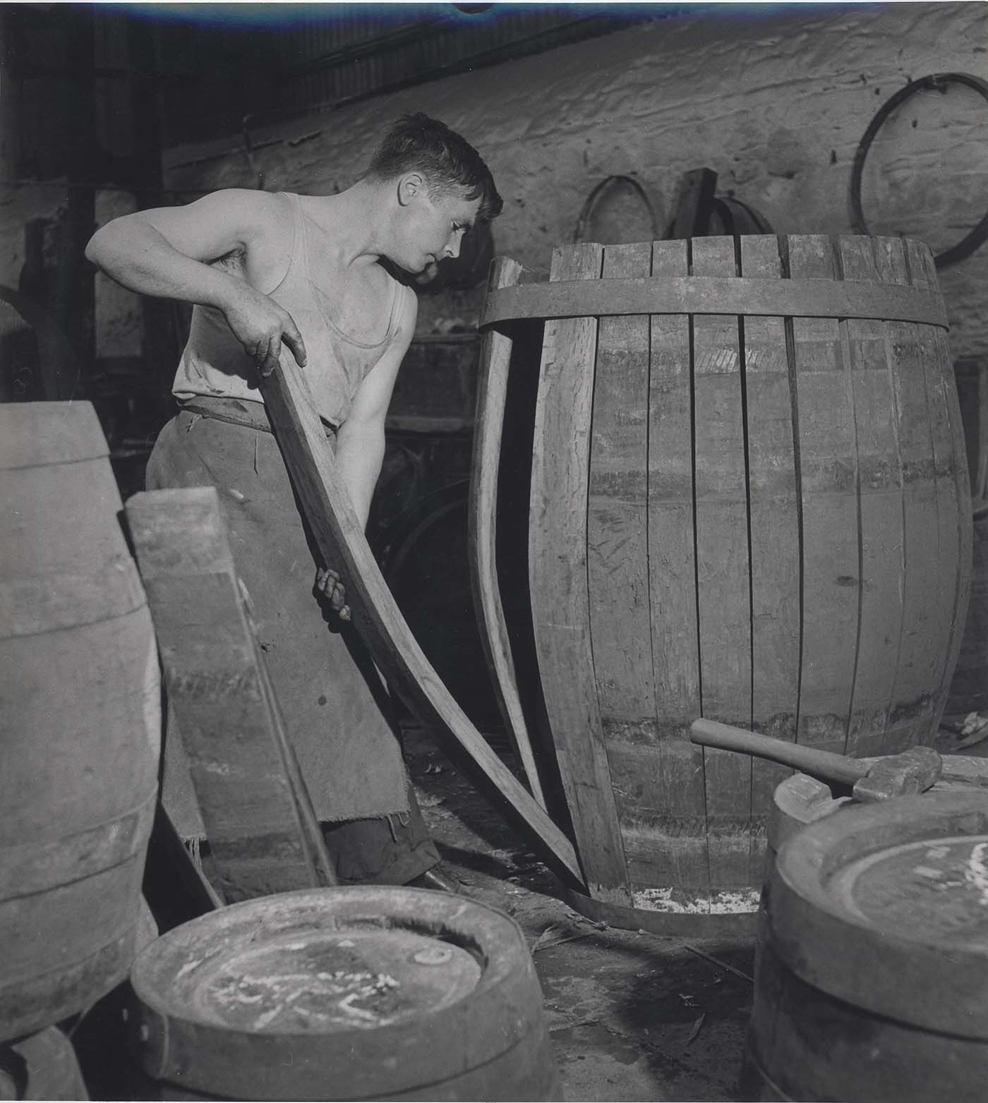 Cooper working on a cask