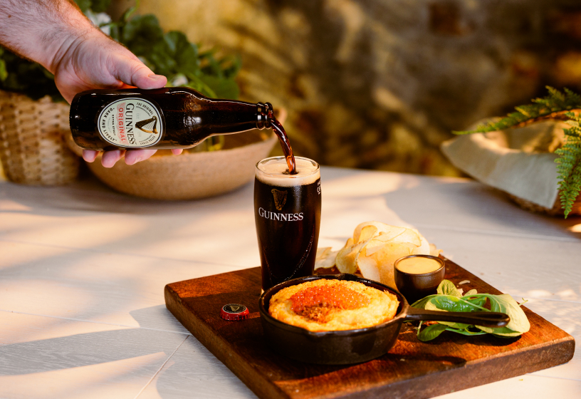 Lobster Frittata served with Homemade crisp and a pint of Guinness Original Stout