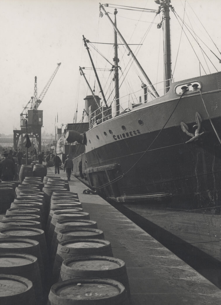 View of SS Guinness berthed along Custom House Quay, 1948.