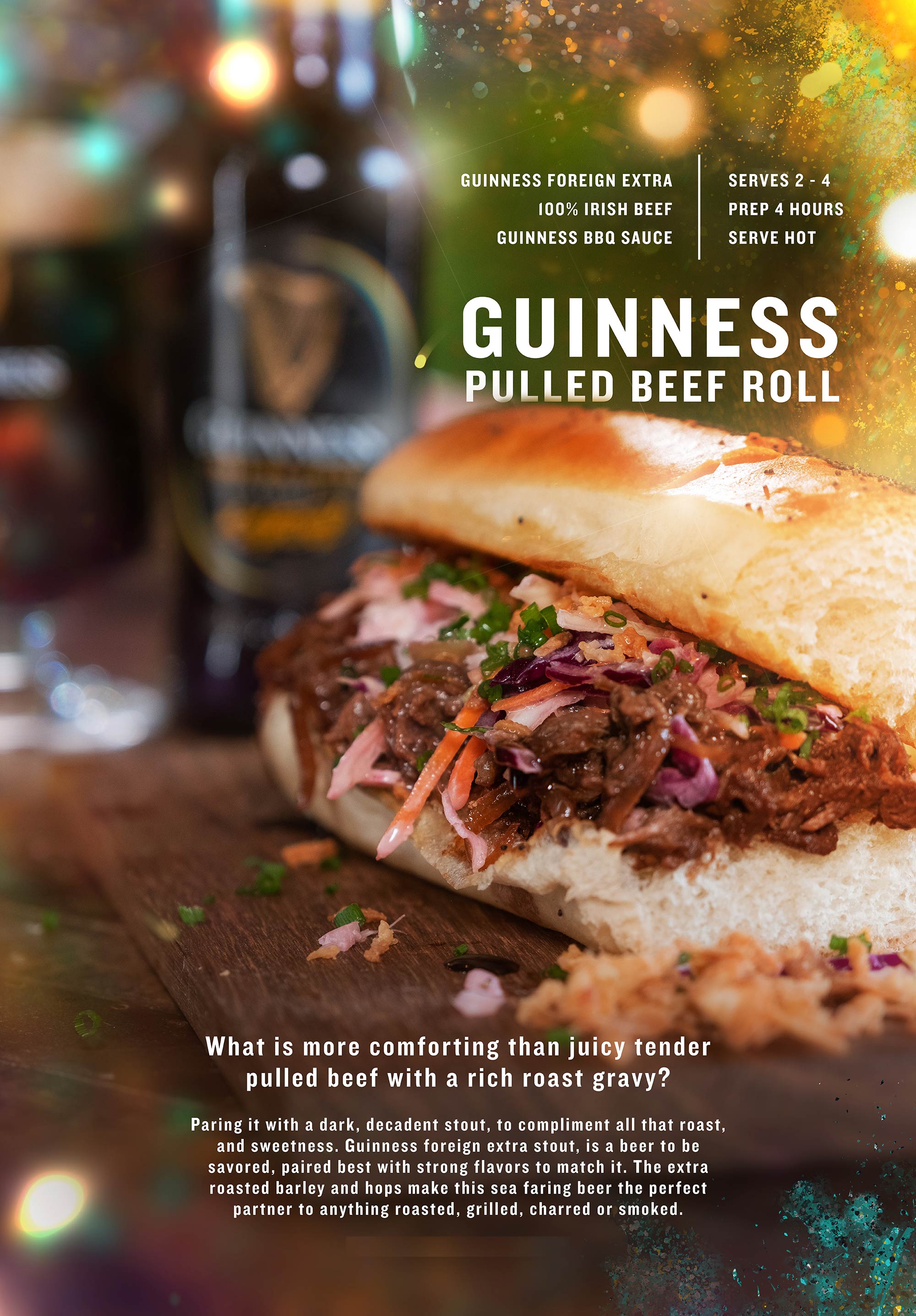 Guinness Pulled Beef Roll recipe card